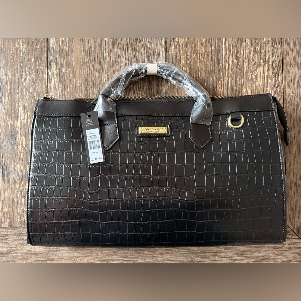 London Fog Satchel Zinnia Croc Design Weekend Elegant Medium Bag Fits‎ Laptop